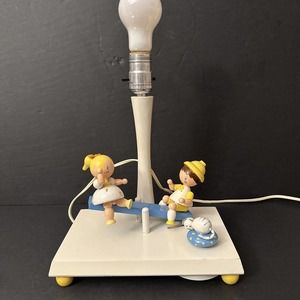 Vtg RARE HTF Nursery Originals Inc. TEETER TOTTER Wood Nursery Lamp WORKS